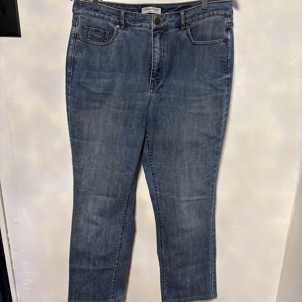 Coldwater Creek Mid Rise Bootcut Blue Denim Jeans Size 14 Cotton Blend NEW